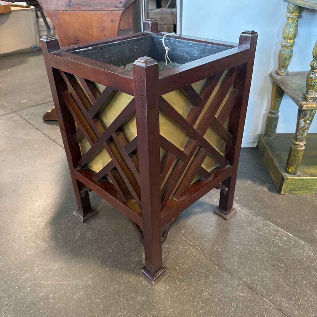 Square Wooden Planter W/Metal Insert- 14X14X21H