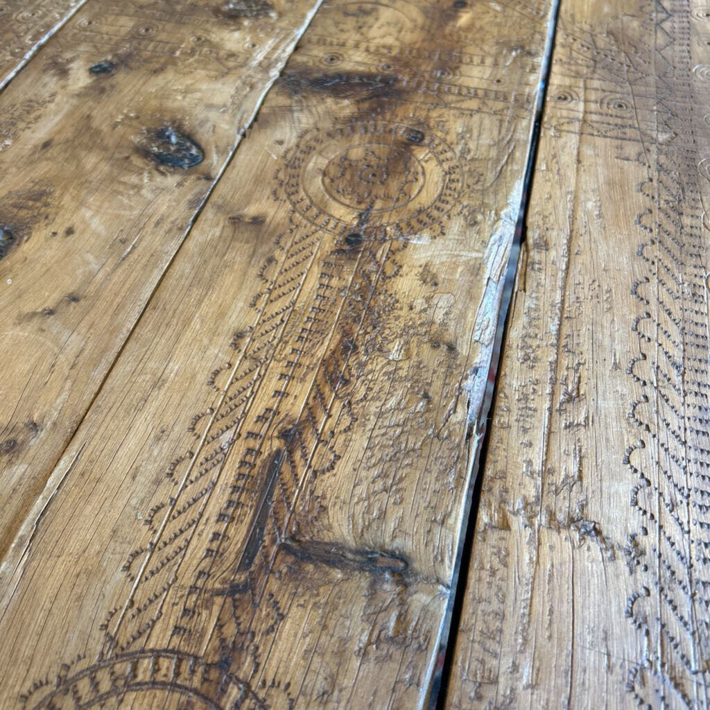 Rustic Wood Plank Coffee Table On Iron Base - 48X30X16