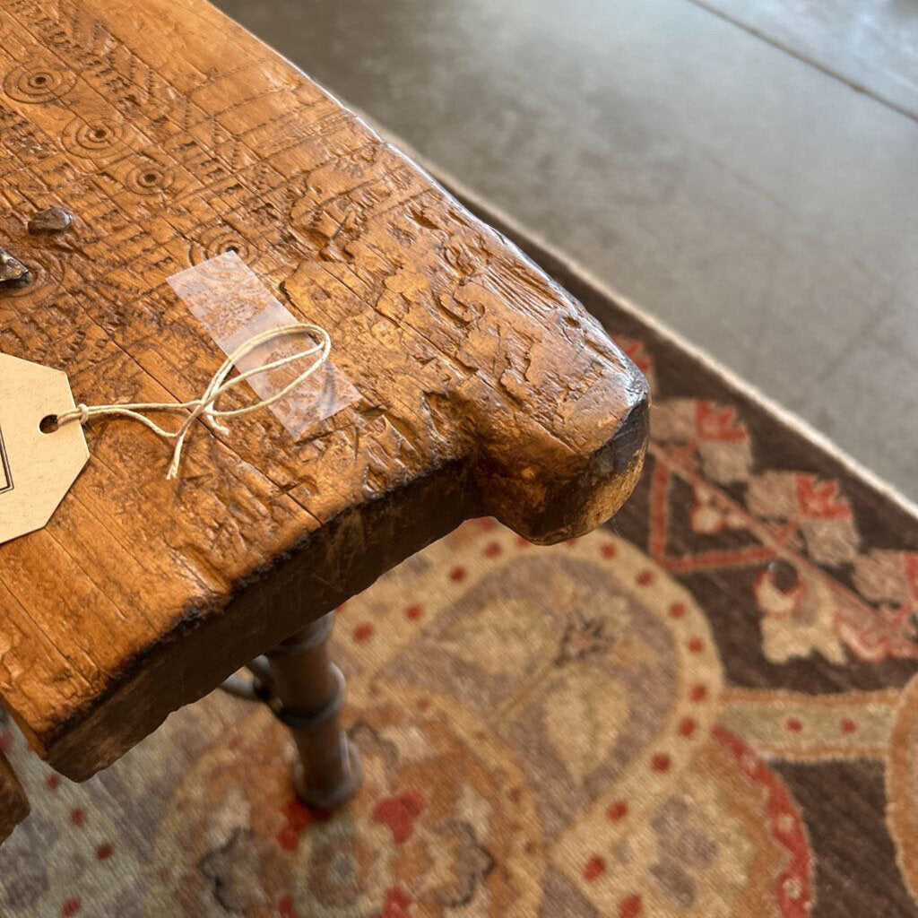 Rustic Wood Plank Coffee Table On Iron Base - 48X30X16