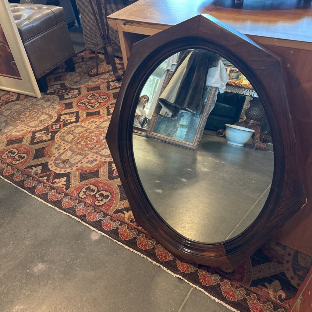 Vintage Wood Octagon Mirror- 28X33