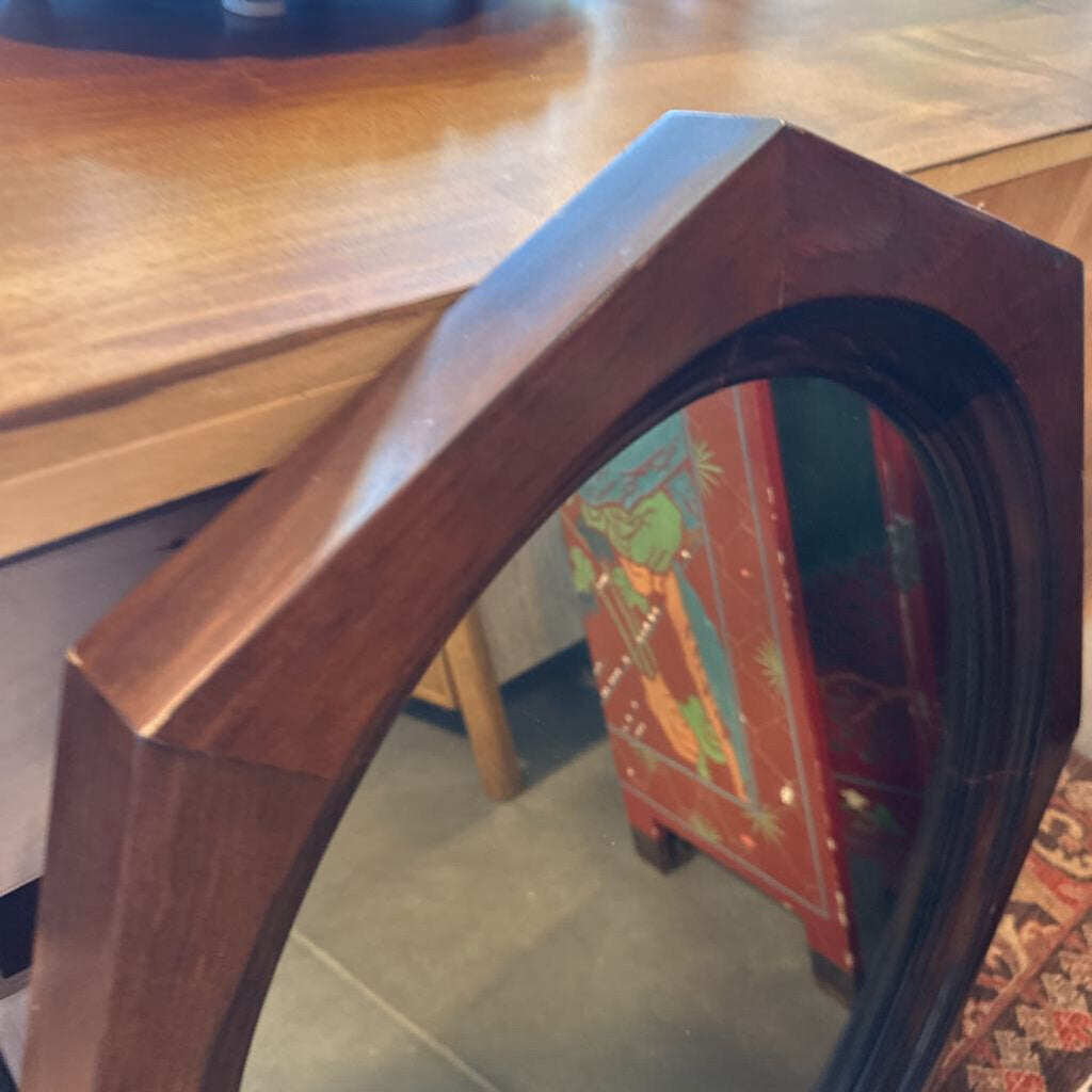 Vintage Wood Octagon Mirror- 28X33