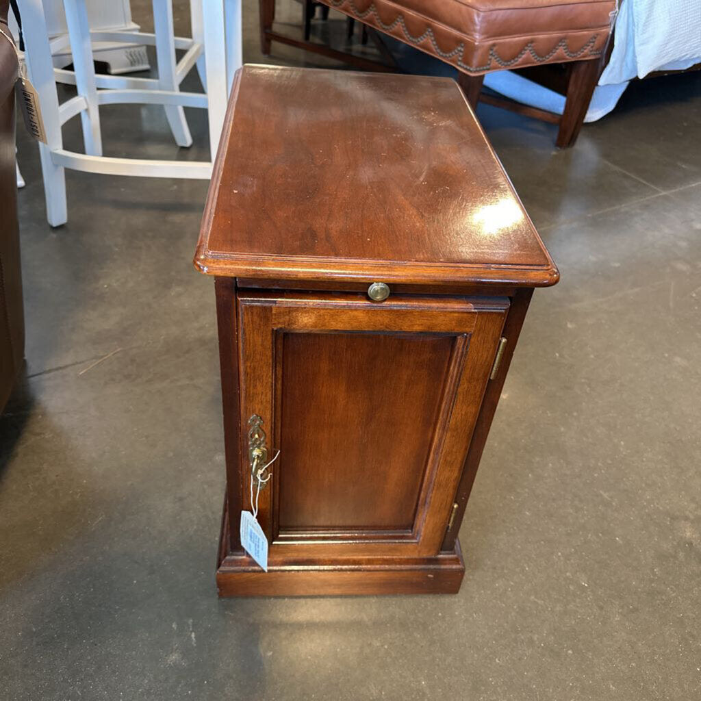 Wood Side Table W/ Door & Magazine Rack- 12.5X23X22