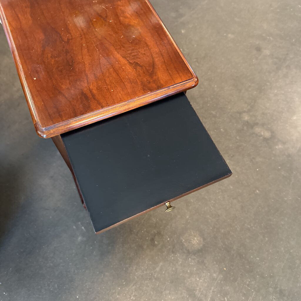 Wood Side Table W/ Door & Magazine Rack- 12.5X23X22