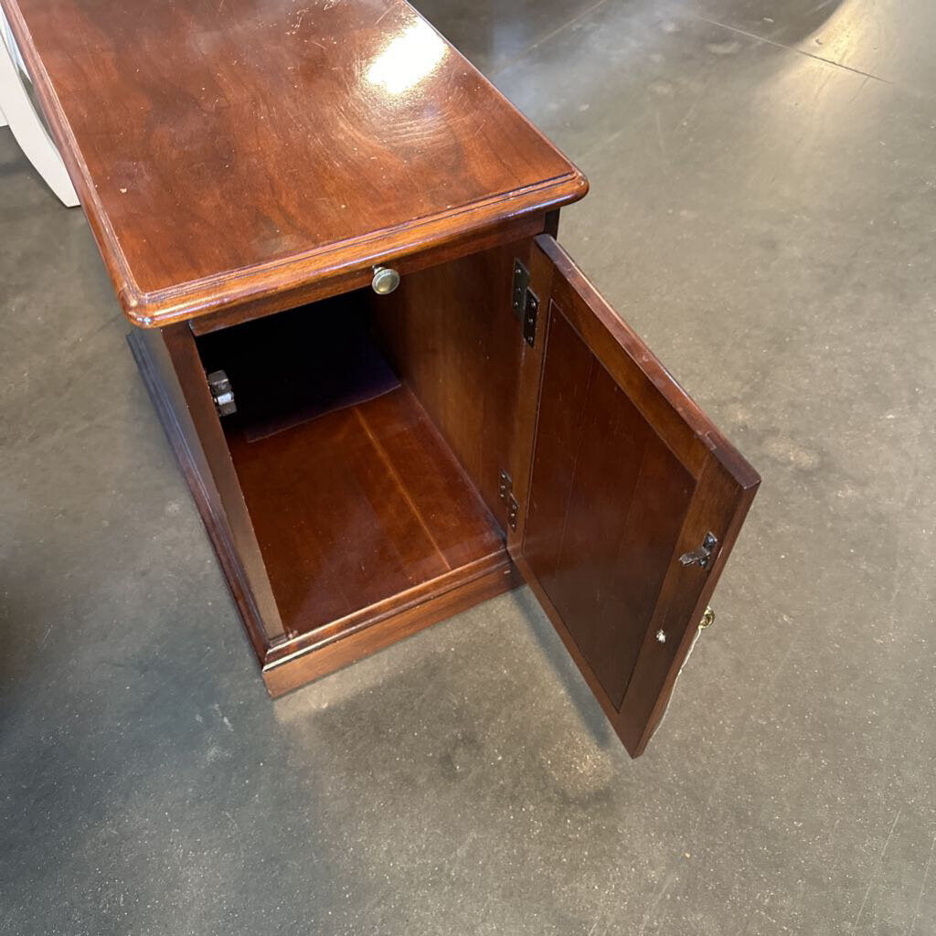 Wood Side Table W/ Door & Magazine Rack- 12.5X23X22
