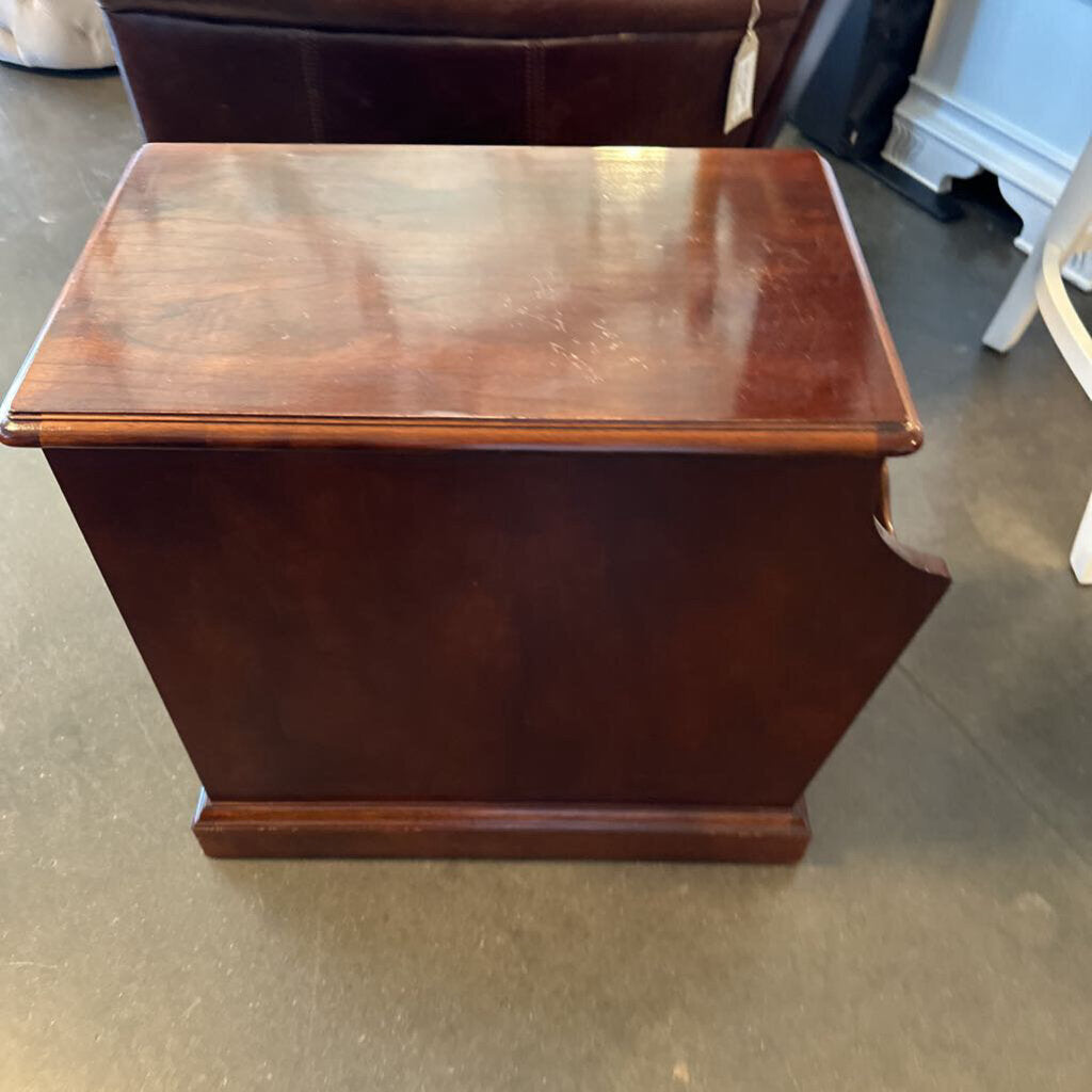 Wood Side Table W/ Door & Magazine Rack- 12.5X23X22