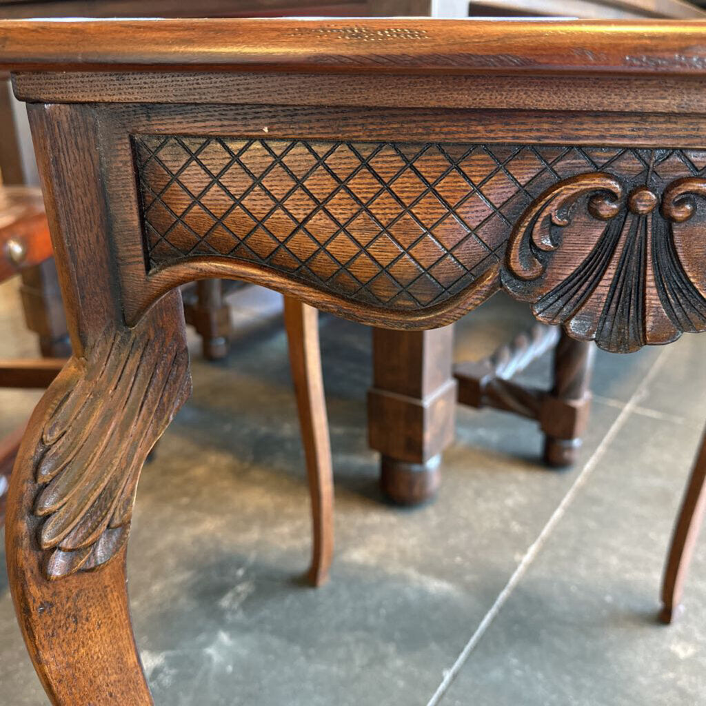 Granger Carved Wood Side Table - 19X19X26H