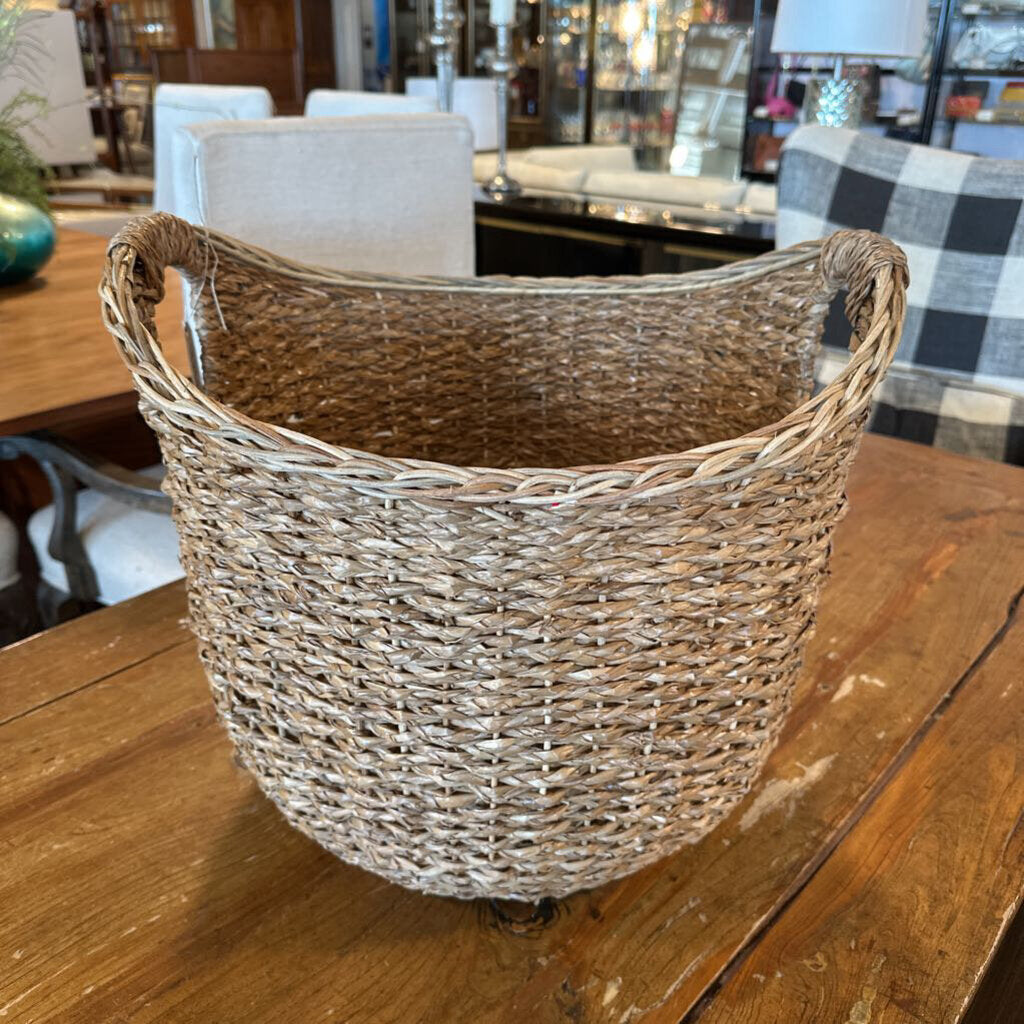 Rattan Oval Basket W/ Brown Rattan Handles-