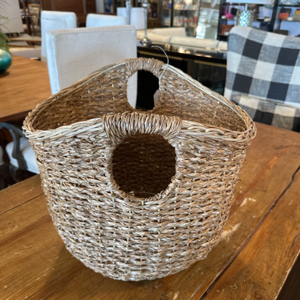 Rattan Oval Basket W/ Brown Rattan Handles-