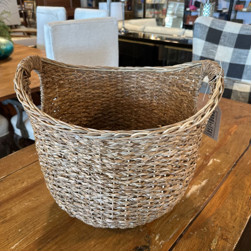 Rattan Oval Basket W/ Brown Rattan Handles-