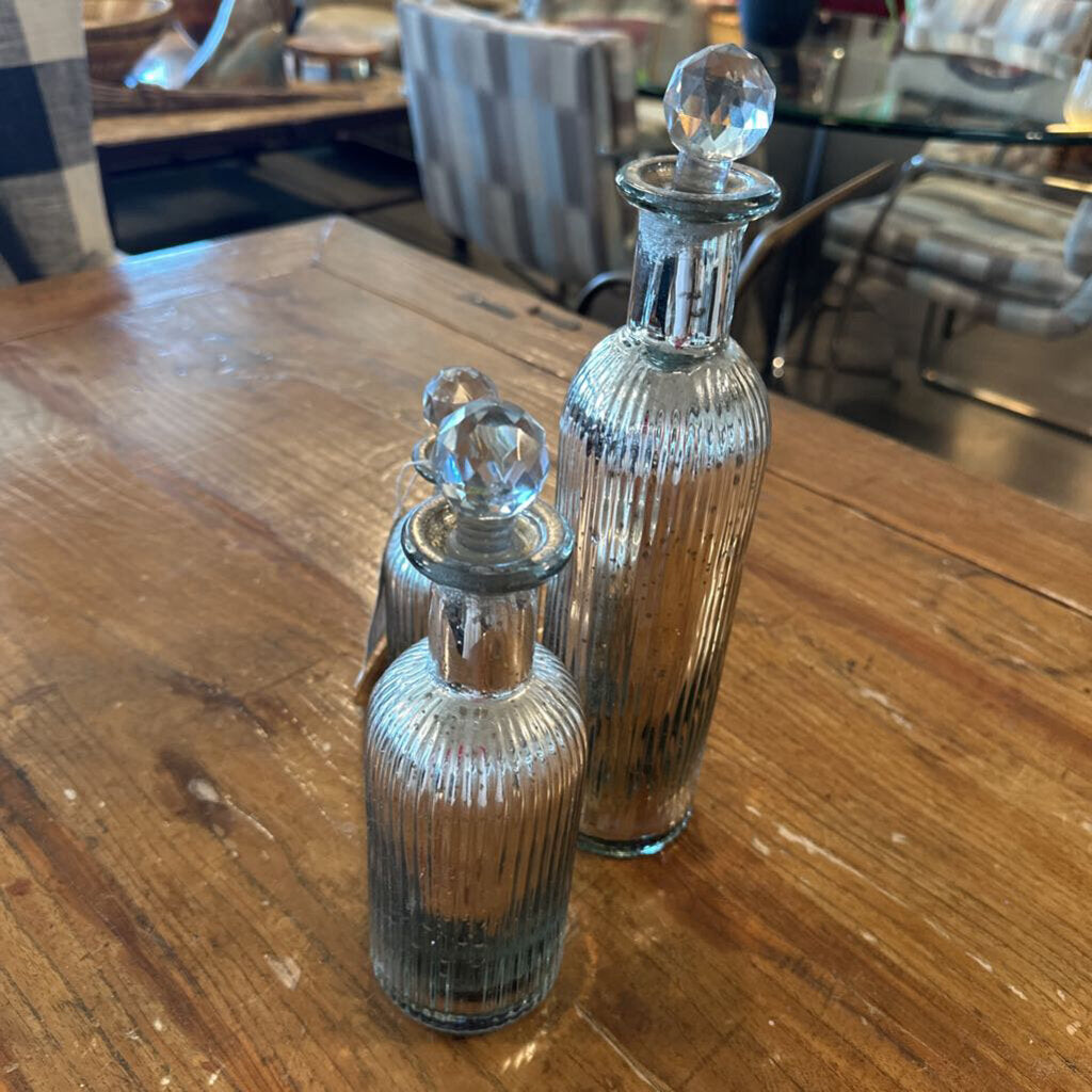 Mercury Bottle W/ Glass Stoppers- Set of 3-