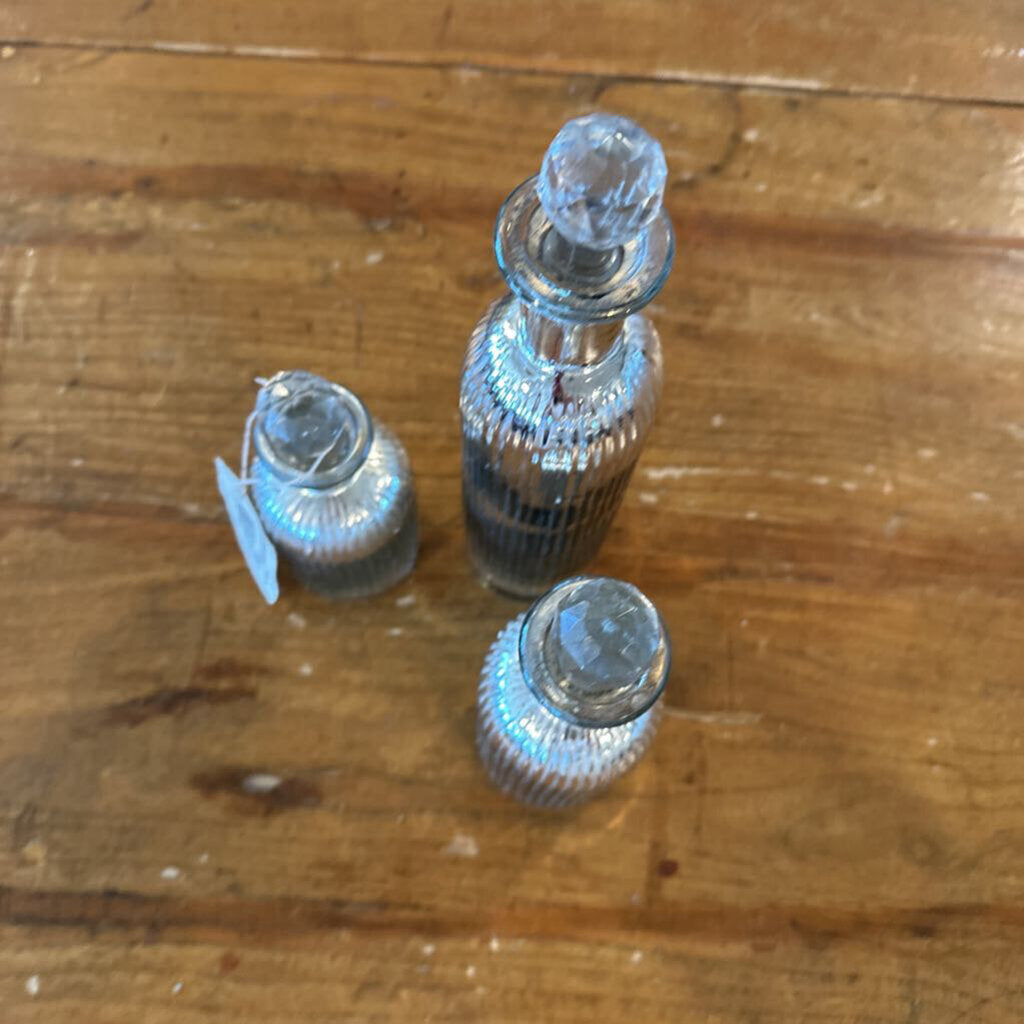 Mercury Bottle W/ Glass Stoppers- Set of 3-