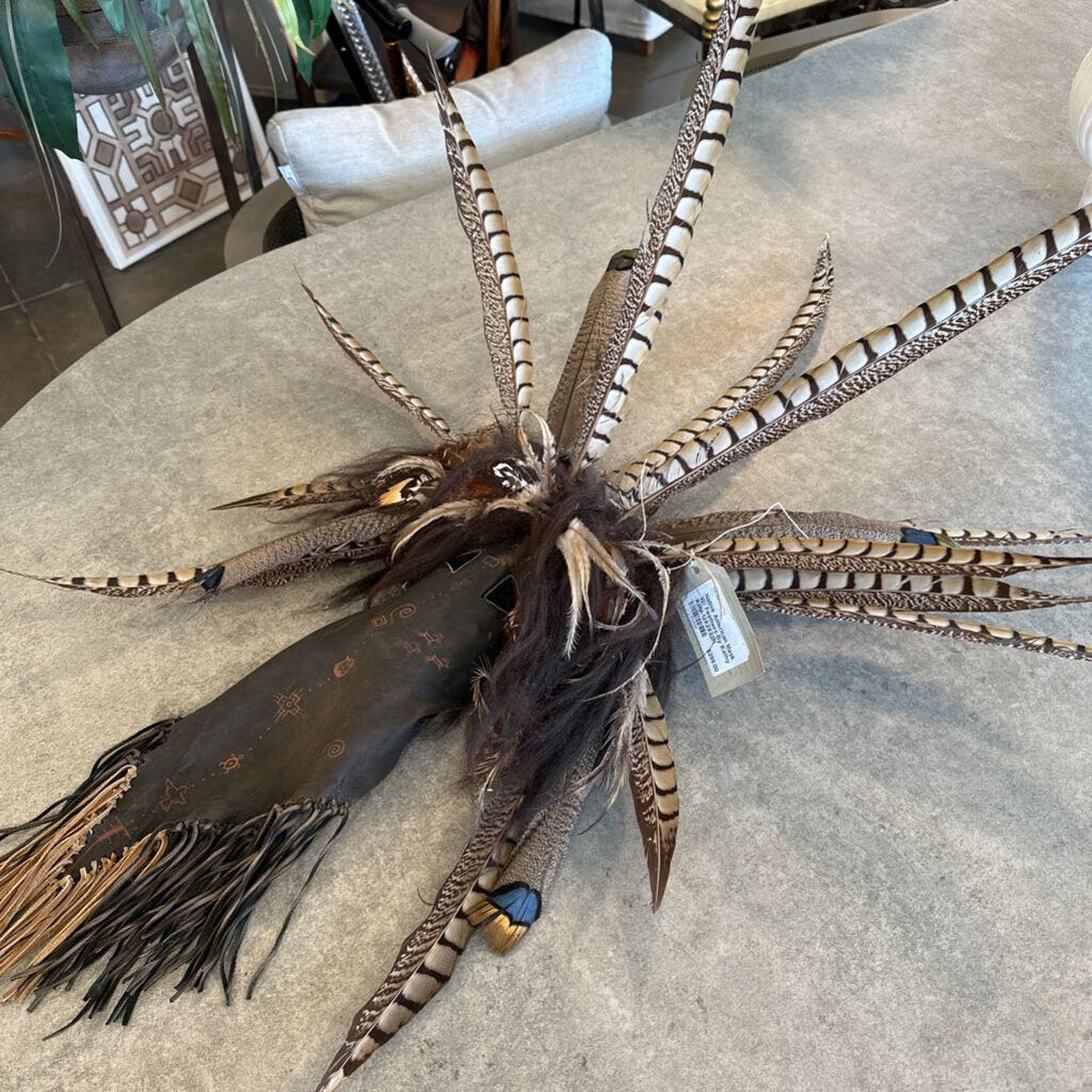 Native American Mask W/ Feathers By Kathy Kohl-12X2X22H