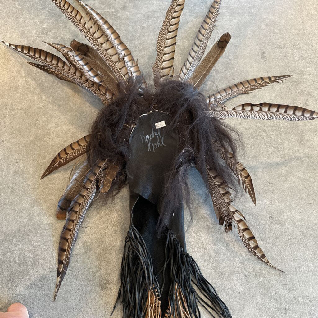 Native American Mask W/ Feathers By Kathy Kohl-12X2X22H