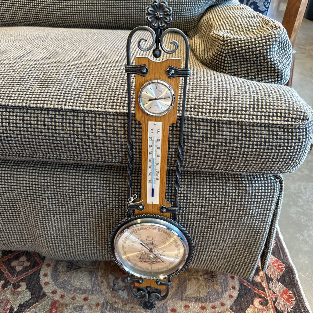 Antique Wood Barometer- 7.5X27