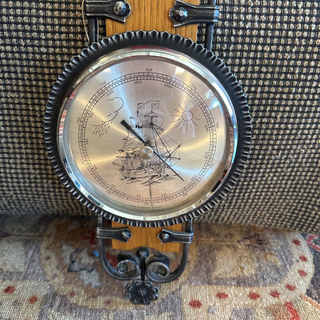 Antique Wood Barometer- 7.5X27