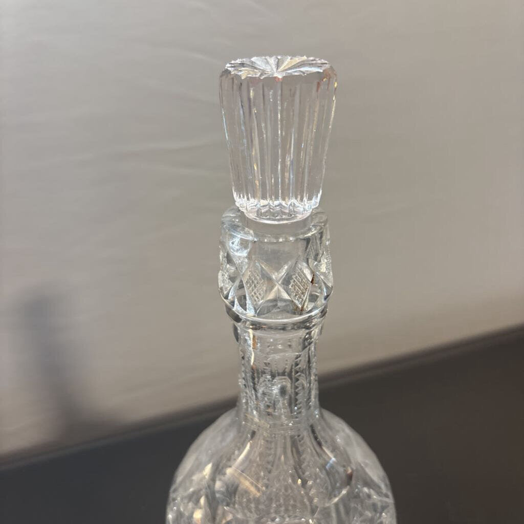 Etched Vintage Decanter W/ Flower- 5X12H