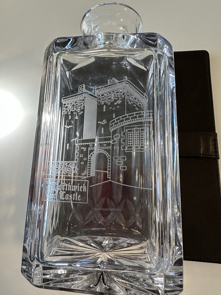 Borthwick Castle Square Cut Vintage Decanter- 3.5X3.5X10H