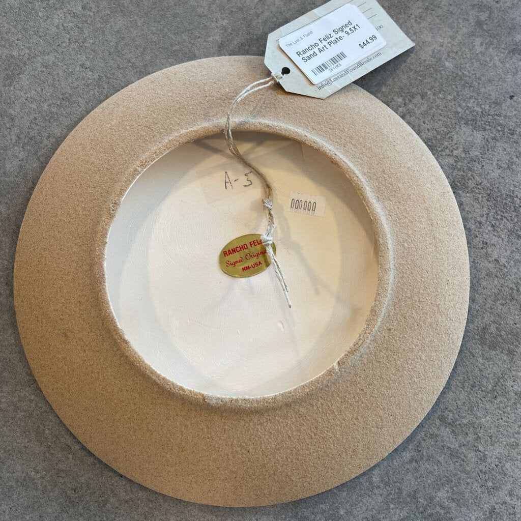 Rancho Feliz Signed Sand Art Plate- 9.5X1