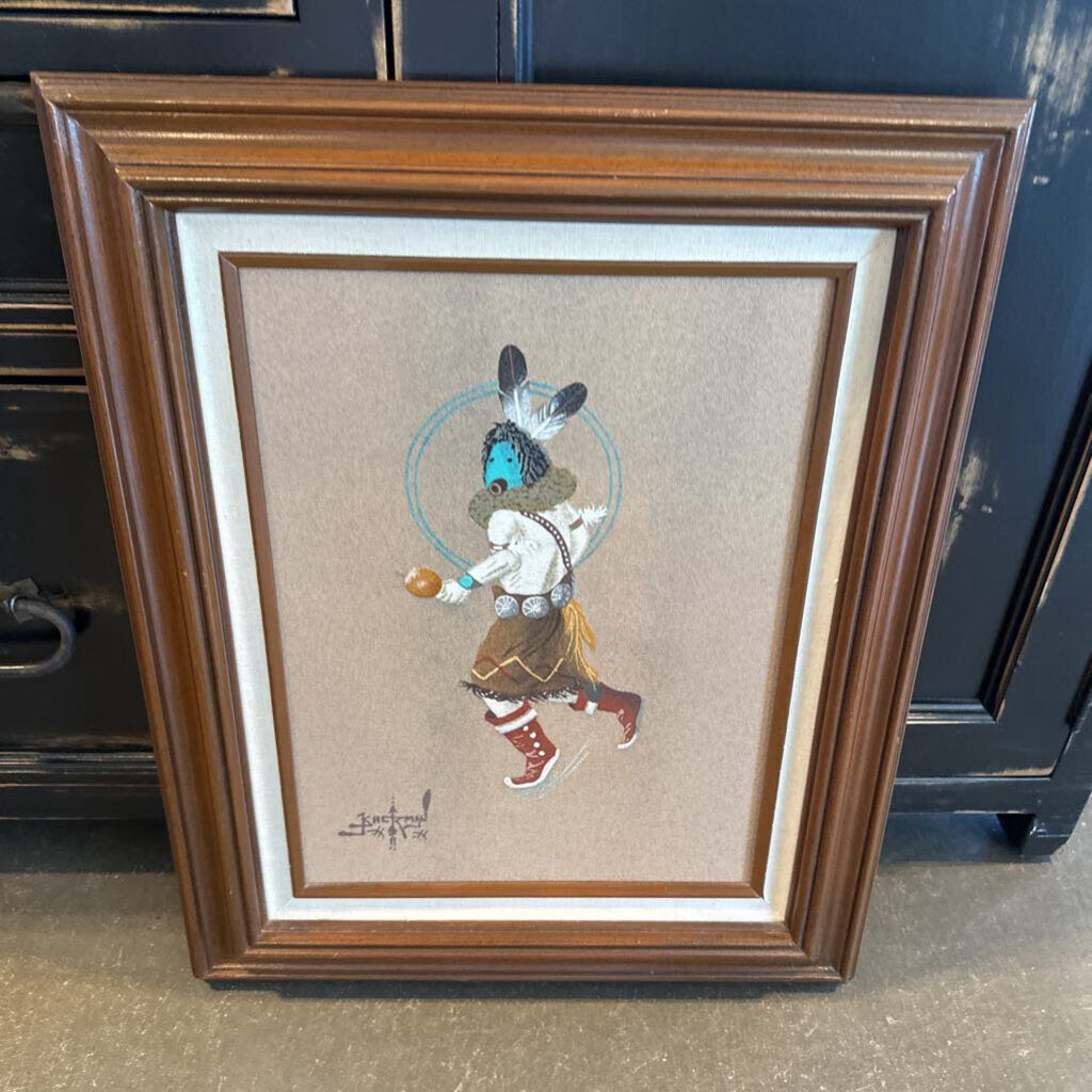 Native American Sand Art Painting By Jerald Sherman- 18X2X23