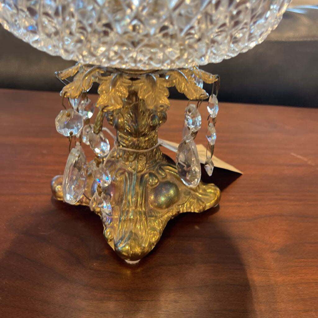 Vintage Rococo Lidded Crystal Candy Dish- 6X6X10H