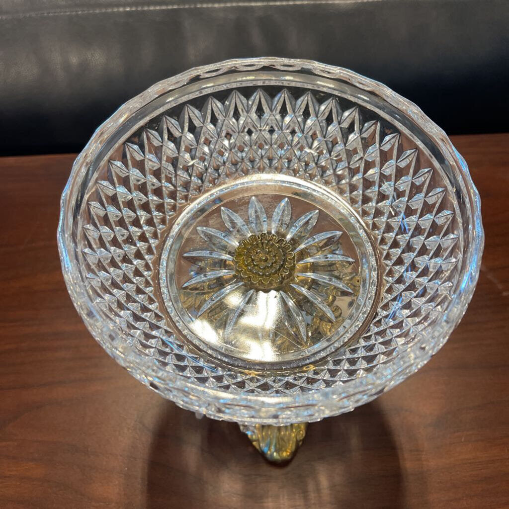 Vintage Rococo Lidded Crystal Candy Dish- 6X6X10H