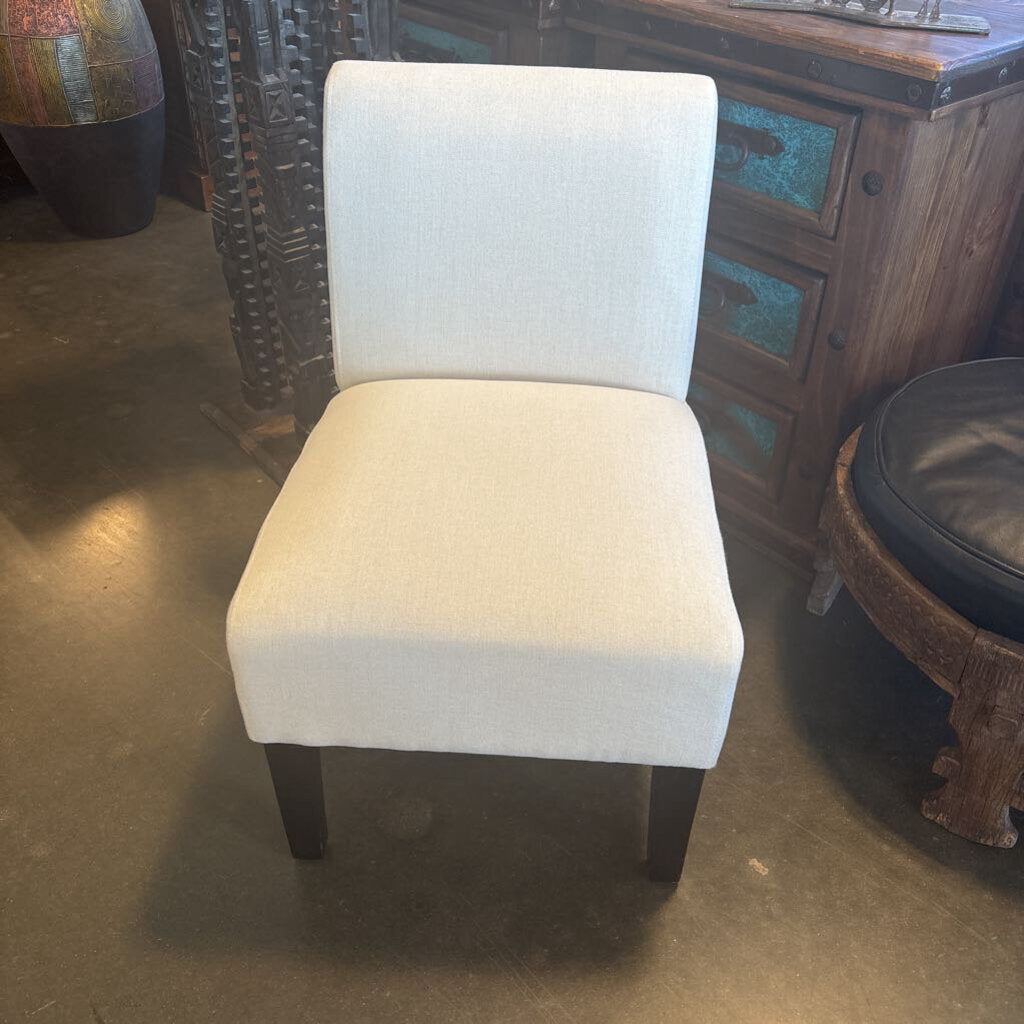 Cream Upholstered Low Slipper Chair- 20X26X31H