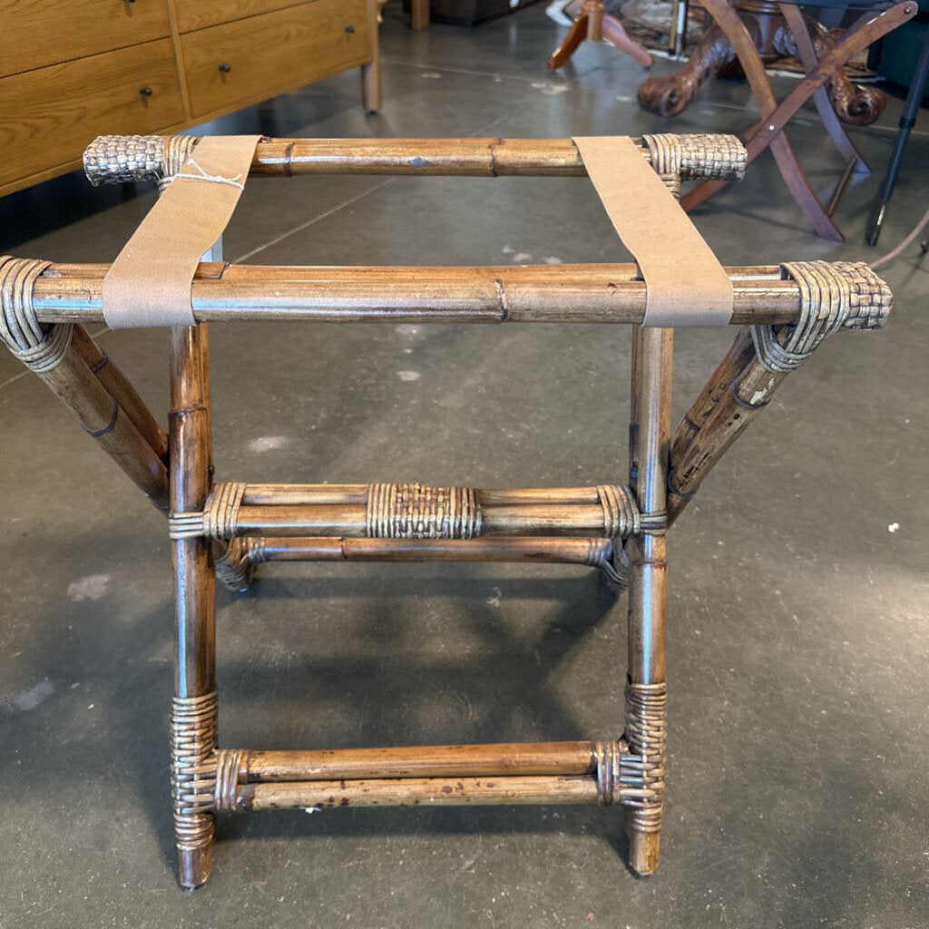 Bamboo & Wicker Luggage Rack- 22X14X22H