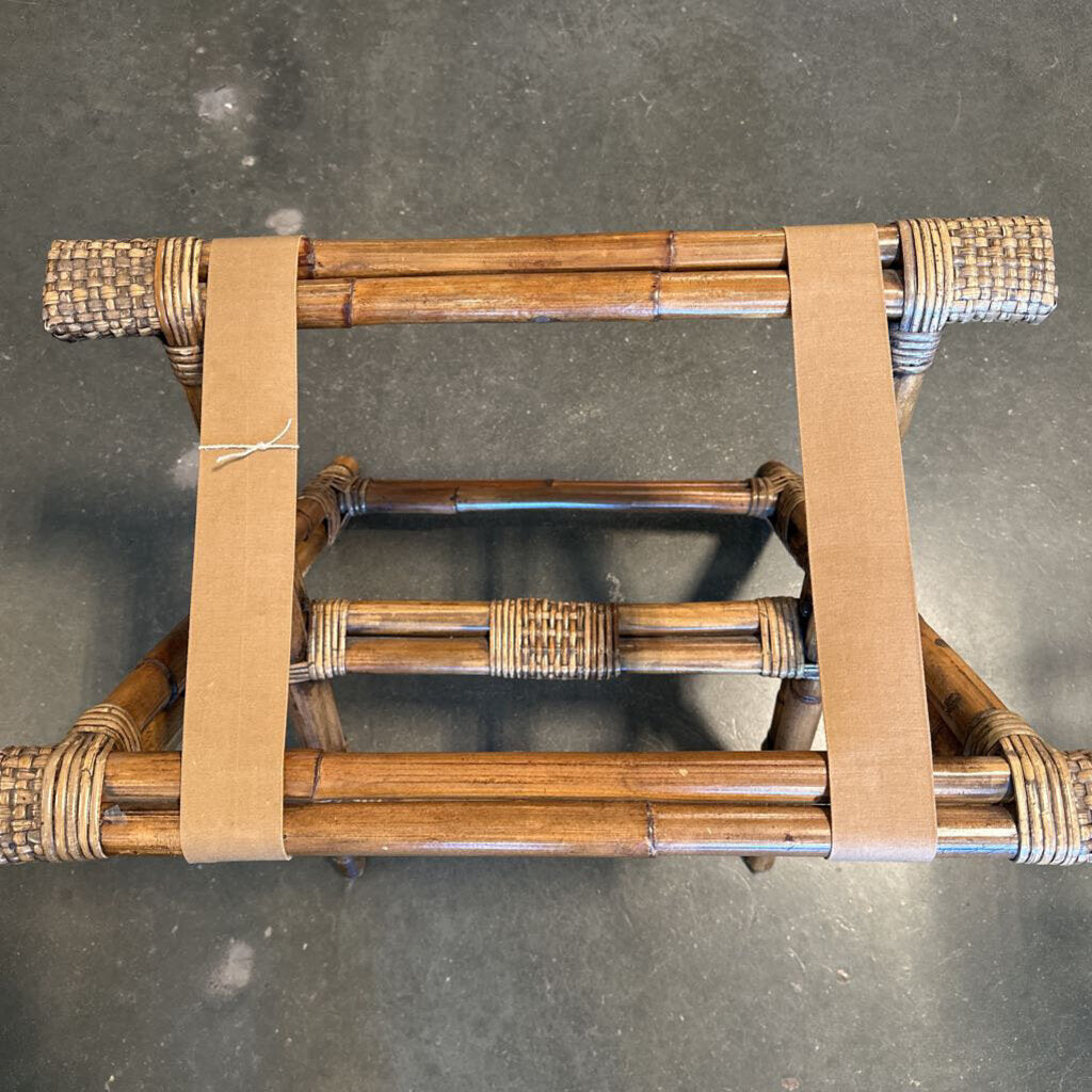 Bamboo & Wicker Luggage Rack- 22X14X22H