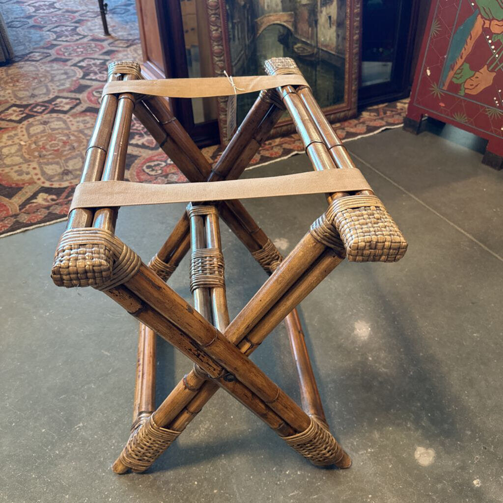 Bamboo & Wicker Luggage Rack- 22X14X22H