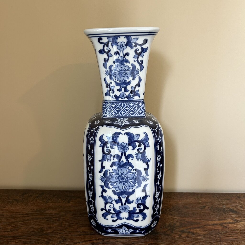 Pier 1 Blue & White Asian Style Vase- 6X6X15H