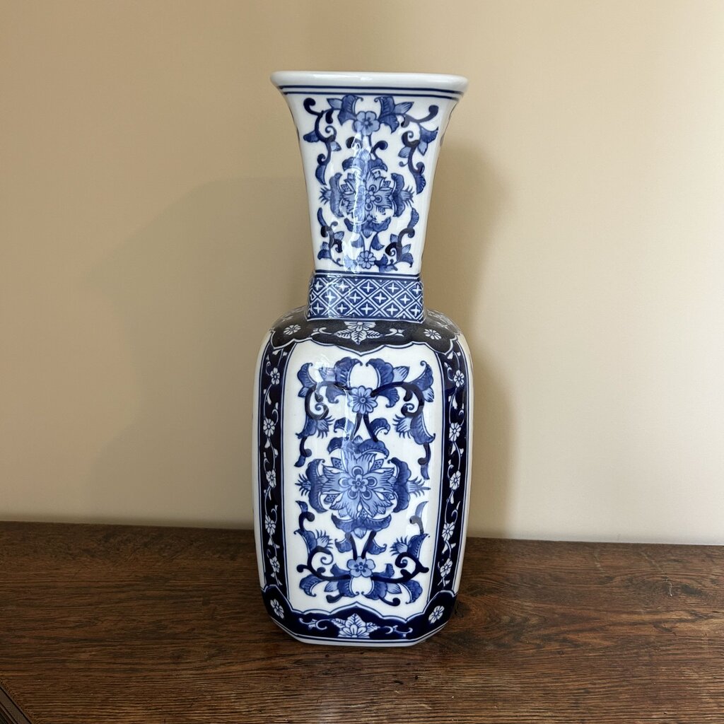 Pier 1 Blue & White Asian Style Vase- 6X6X15H