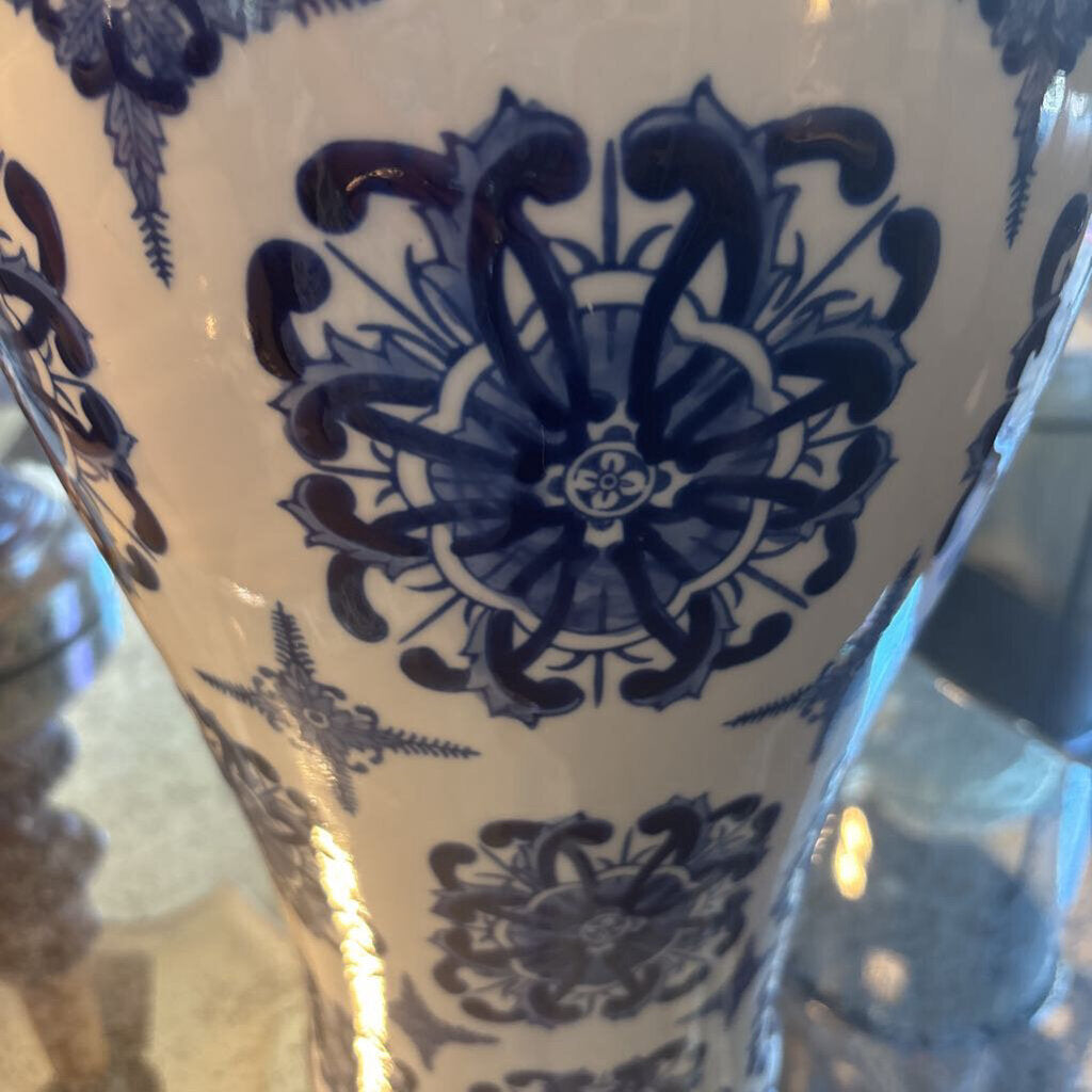 Pier 1 Blue & White Ginger Jar W/ Lid- 9X20H