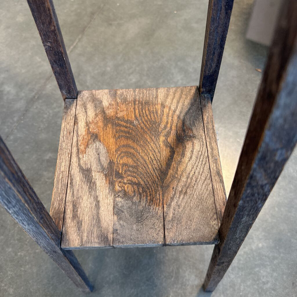 Vintage Wood Stand W/ Tile Top- 10X10X36.5H