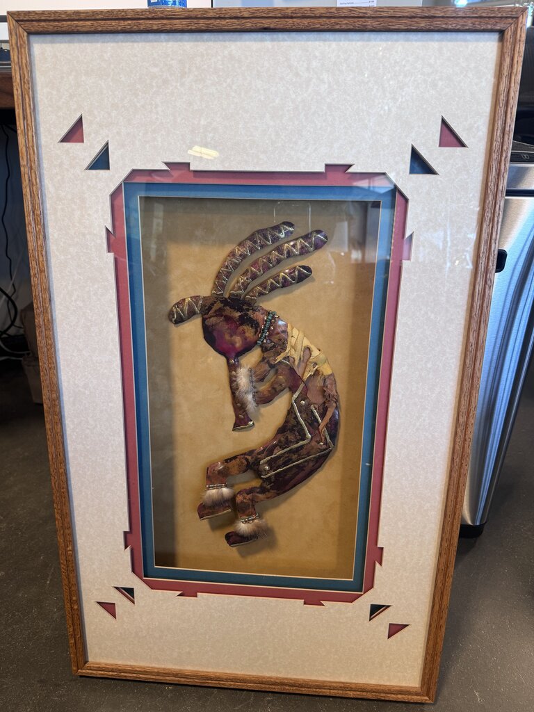 Framed Copper Kokopelli By K. Bird Studios- 19X31