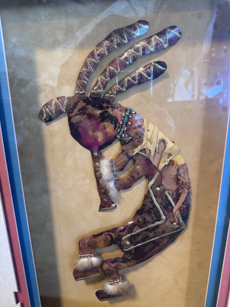 Framed Copper Kokopelli By K. Bird Studios- 19X31