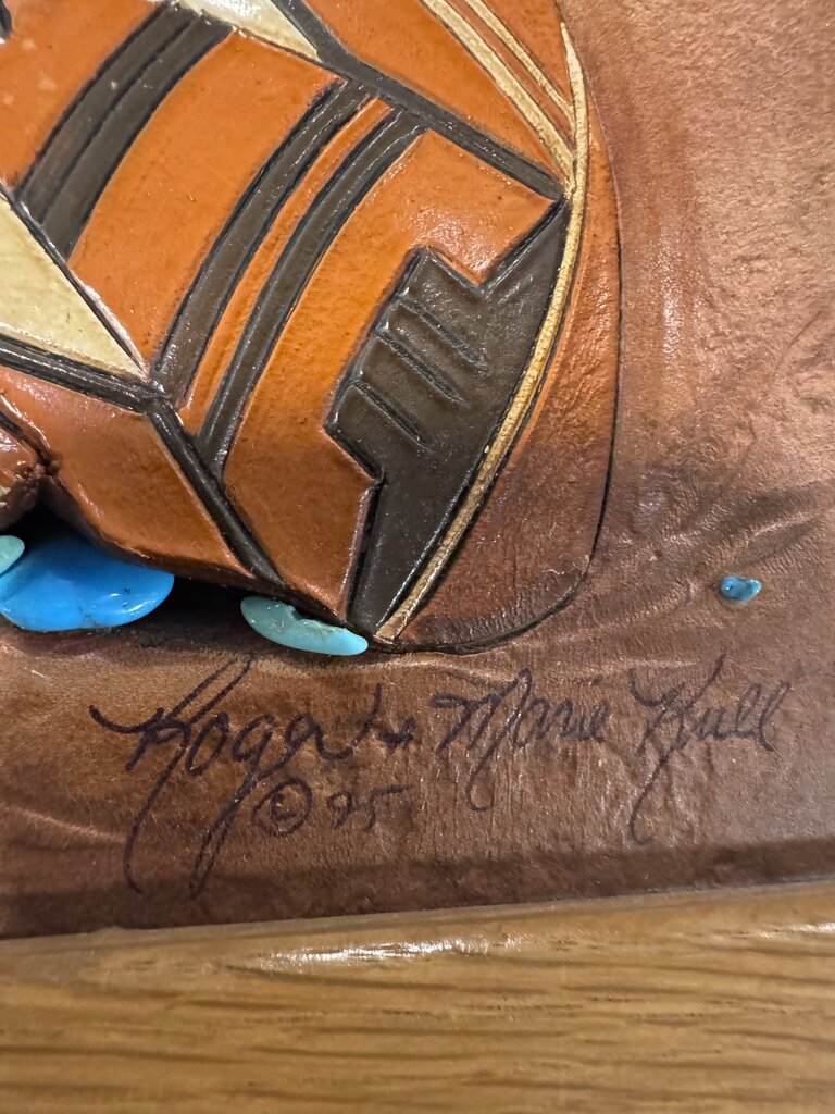 Roger & Marie Kull SW Leather Art W/ Turqoise-10X5X15.5H