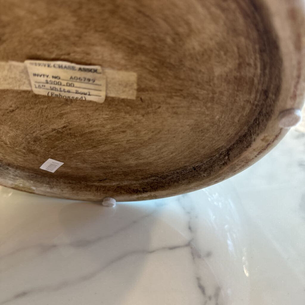 Steve Chase Assoc. Vintage Embossed White Asian Bowl- 16.5X9H