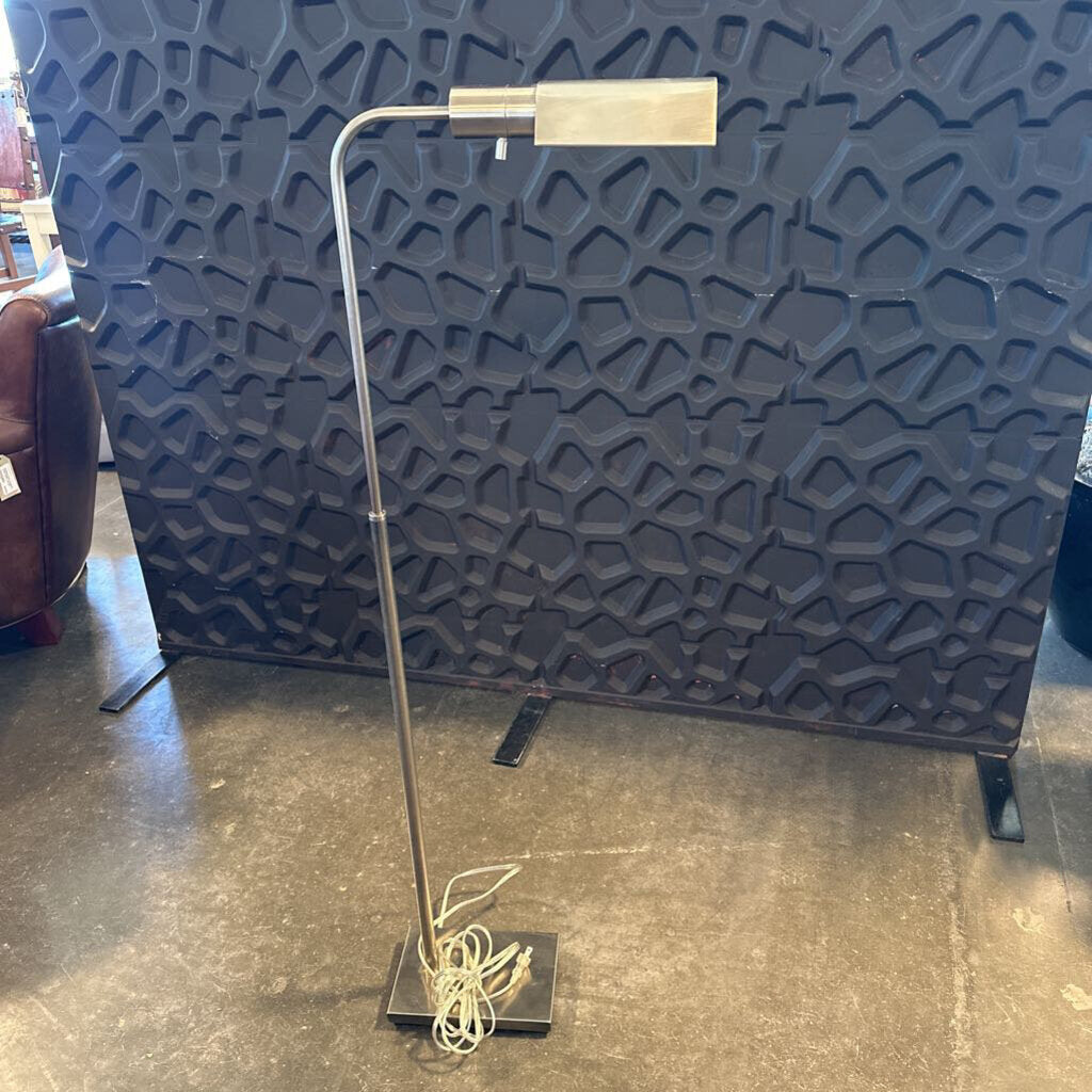 Brushed Silver Angled Floor Lamp Adjustable Height- 16X6X44H