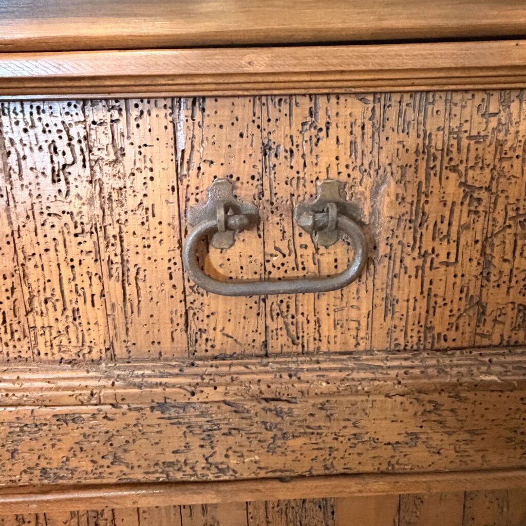 Rustic 6 Drawer Worm Wood Dresser- 63X20X33H