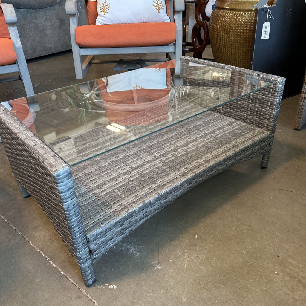Brown Wicker Outdoor Coffee Table - 36X21X16H