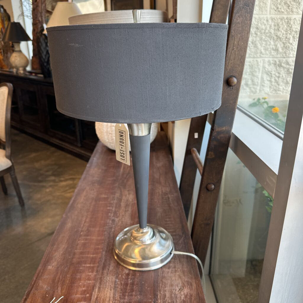 Chrome & Black Table Lamp W/ Black Shade - 14X14X24H