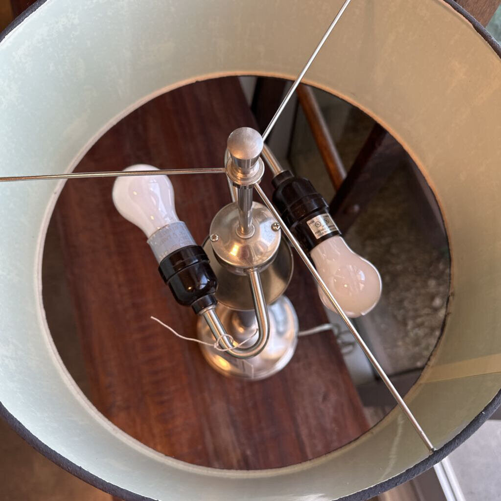 Chrome & Black Table Lamp W/ Black Shade - 14X14X24H
