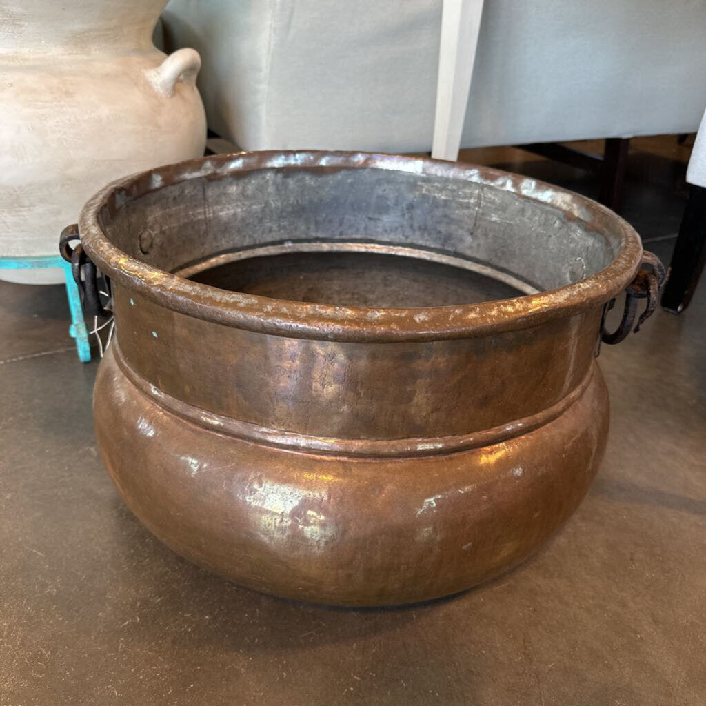 Vintage Copper Cauldron W/Metal Handles - 19X12H