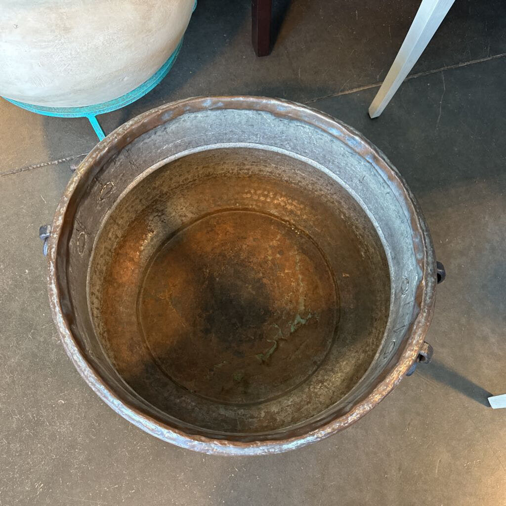 Vintage Copper Cauldron W/Metal Handles - 19X12H