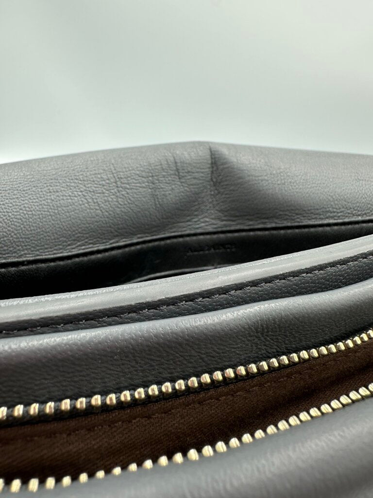AllSaints Vittoria Quilted Leather Shoulder Bag Slate Grey