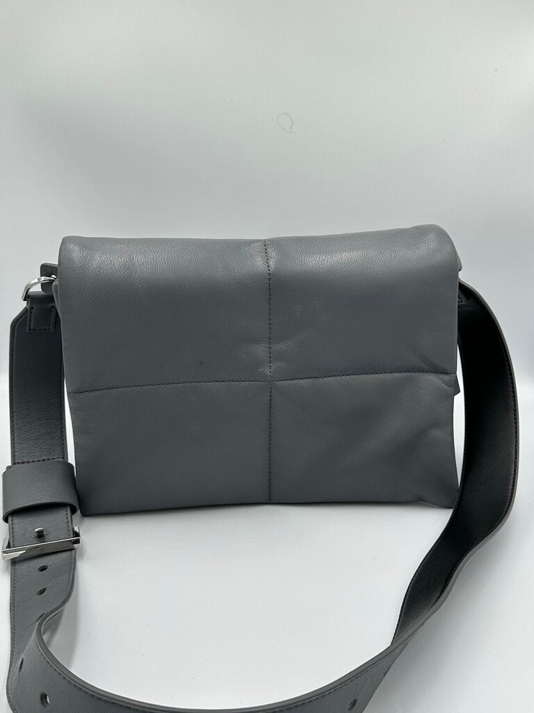 AllSaints Vittoria Quilted Leather Shoulder Bag Slate Grey