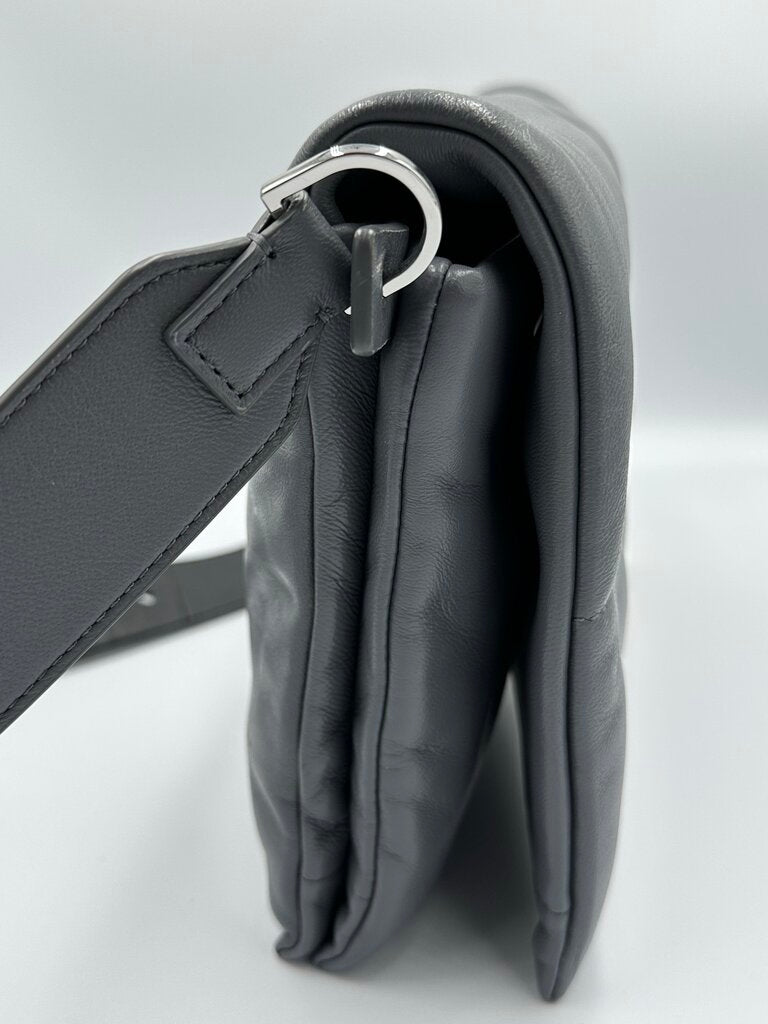 AllSaints Vittoria Quilted Leather Shoulder Bag Slate Grey