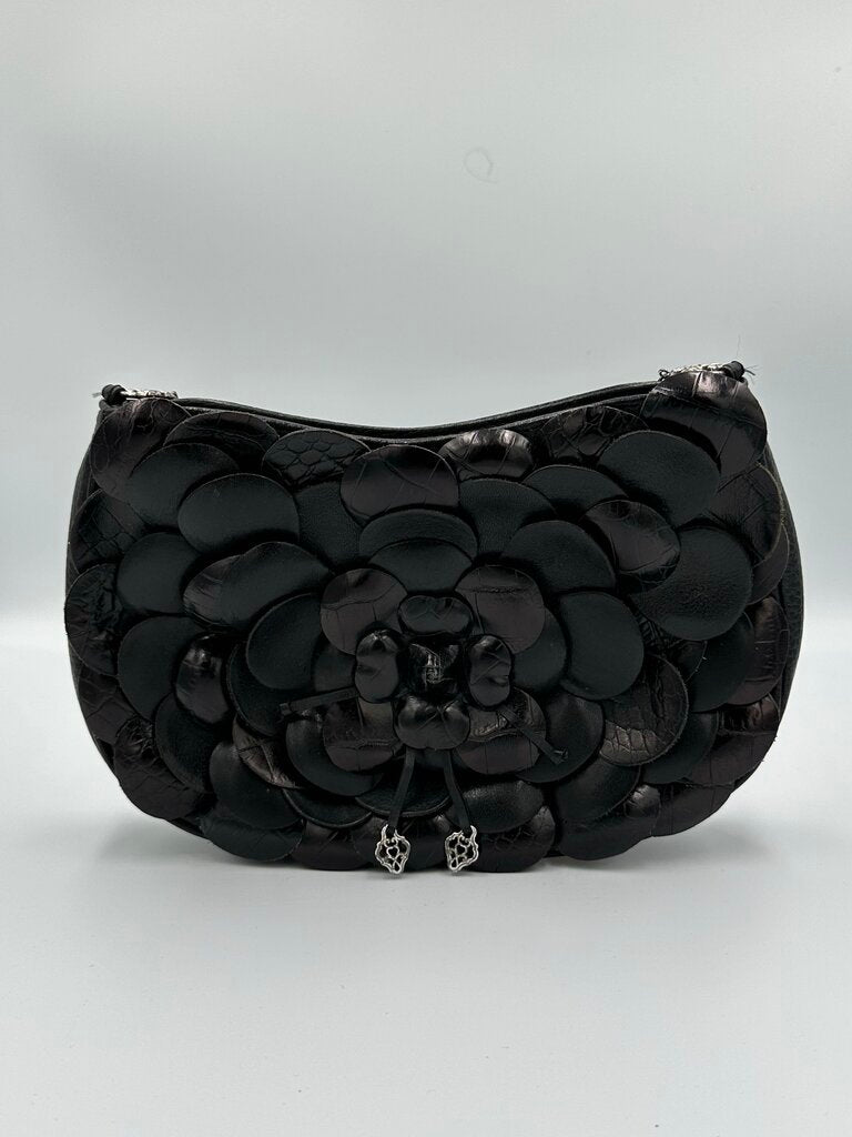⁠Brighton Rosalie 3D Leather Flower Shoulder Bag