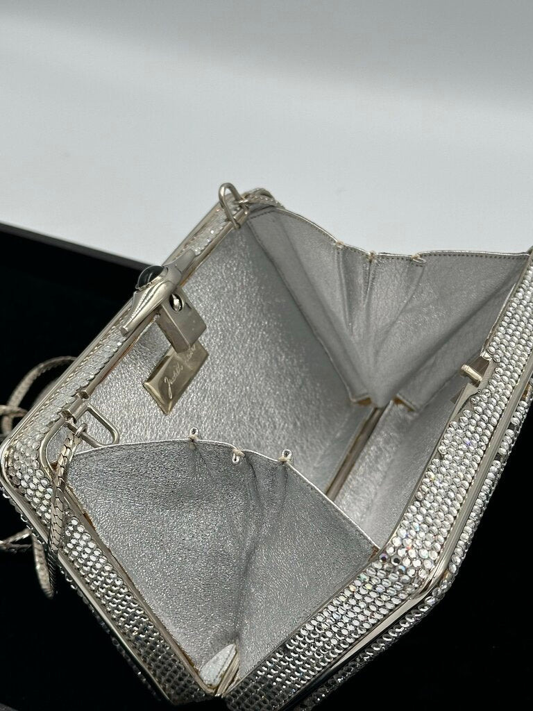 ⁠Judith Leiber Swarovski Crystal Slide Lock Box Minaudière