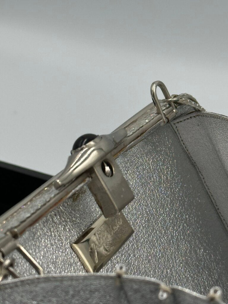 ⁠Judith Leiber Swarovski Crystal Slide Lock Box Minaudière